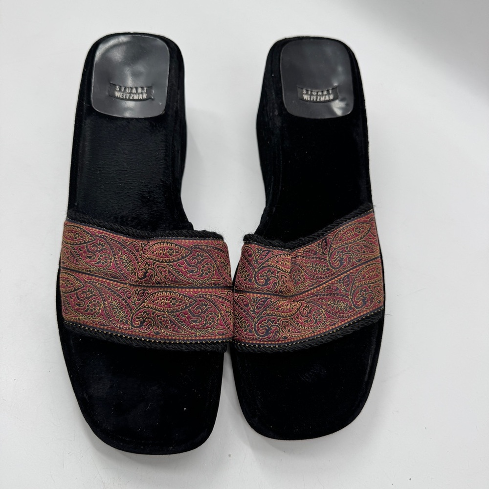 STEWART‎ WEITZMAN Platform Sandals Velvet Tapestry Vintage Sz 10